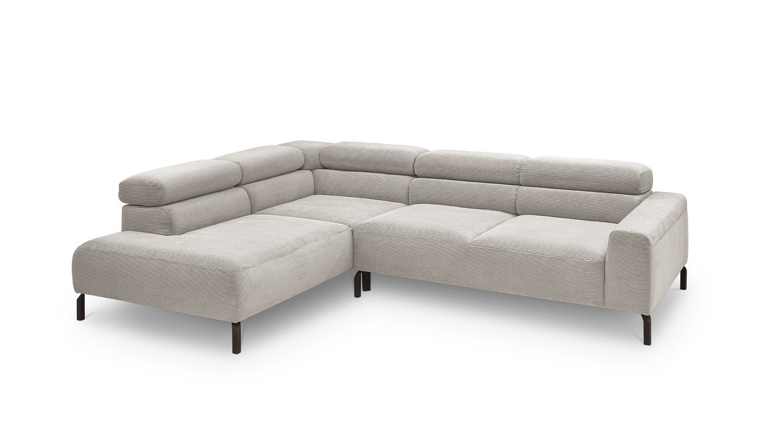 KAWOLA Sofa DELIA Ecksofa Feincord silber