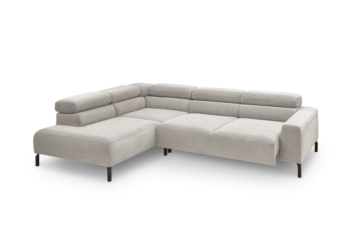 KAWOLA Sofa DELIA Ecksofa Feincord silber