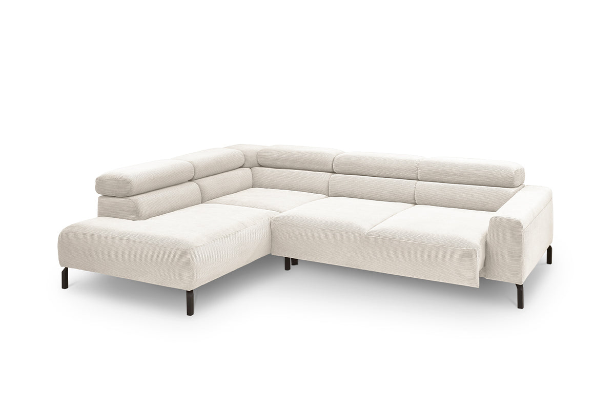 KAWOLA Sofa DELIA Ecksofa Feincord weiß