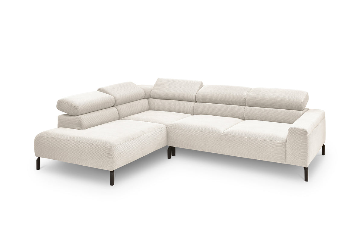 KAWOLA Sofa DELIA Ecksofa Feincord weiß
