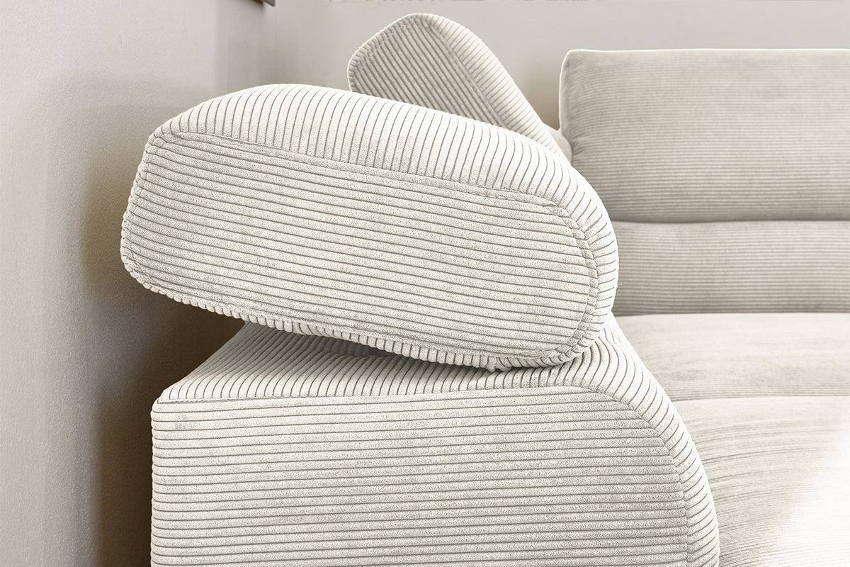 KAWOLA Sofa DELIA Ecksofa Feincord weiß