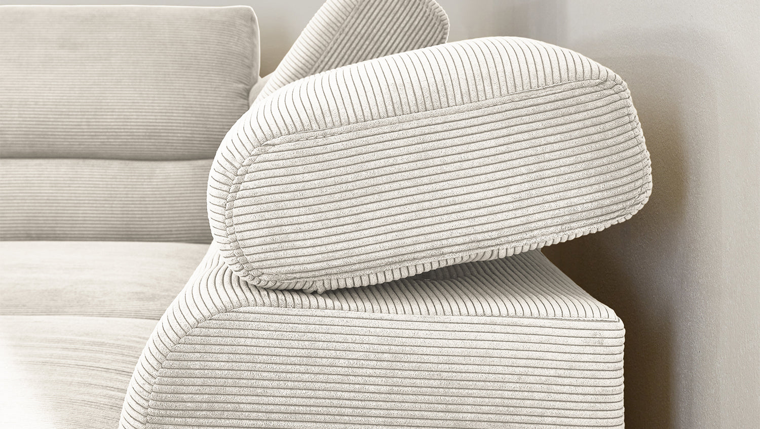 KAWOLA Sofa DELIA Ecksofa Feincord weiß