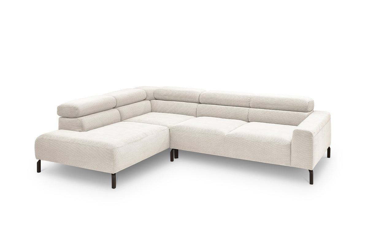 KAWOLA Sofa DELIA Ecksofa Feincord weiß