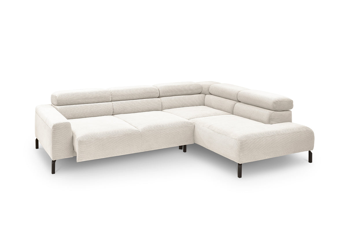 KAWOLA Sofa DELIA Ecksofa Feincord weiß