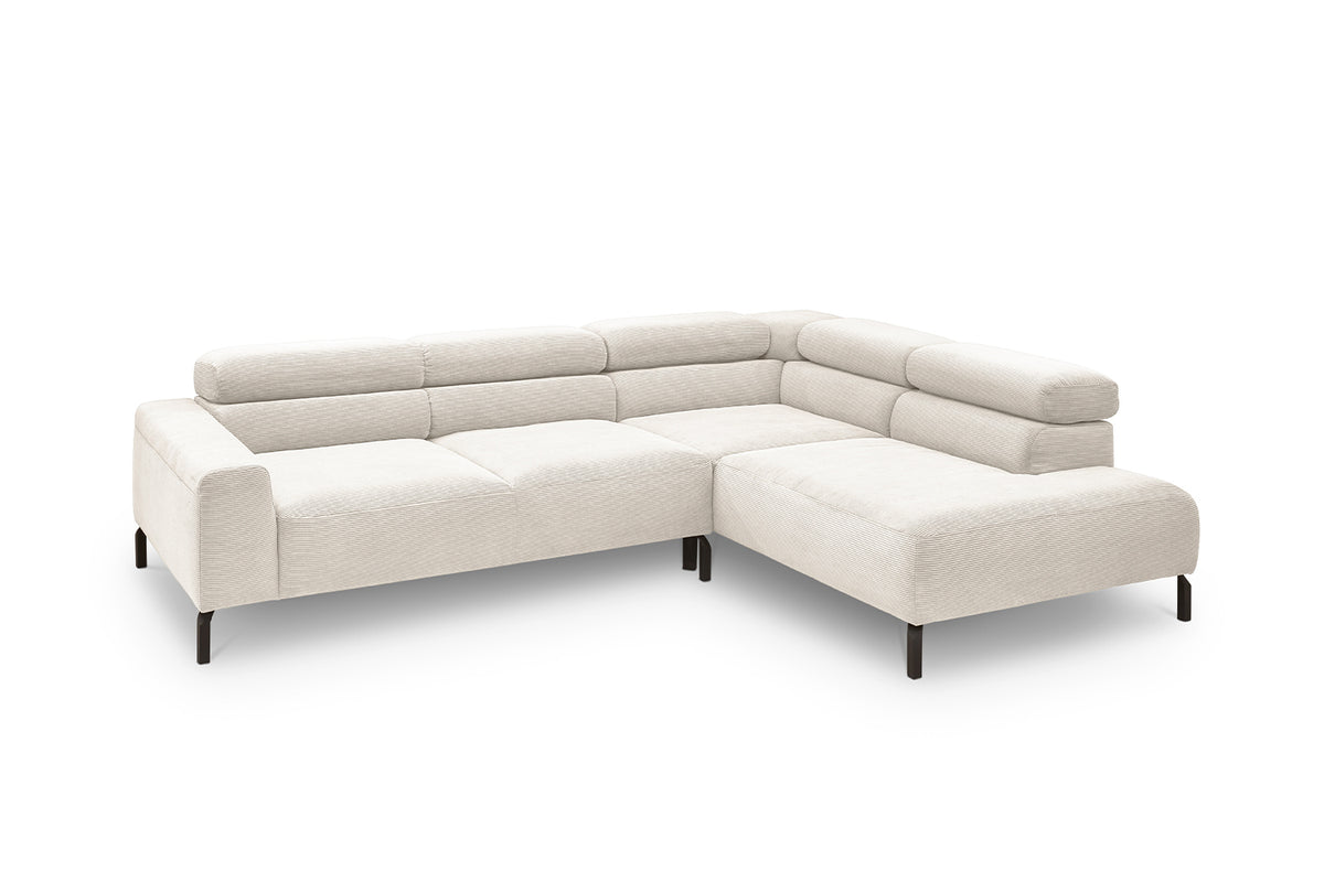 KAWOLA Sofa DELIA Ecksofa Feincord weiß
