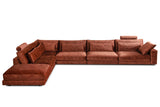 KAWOLA Sofa ETICO Ecksofa Mega-Wohnlandschaft Velvet rostrot