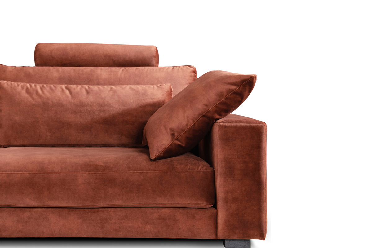 KAWOLA Sofa ETICO Ecksofa Mega-Wohnlandschaft Velvet rostrot