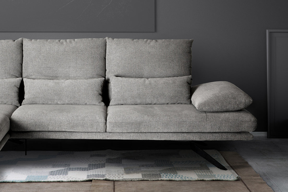 KAWOLA Sofa FENICE Ecksofa Stoff hellgrau