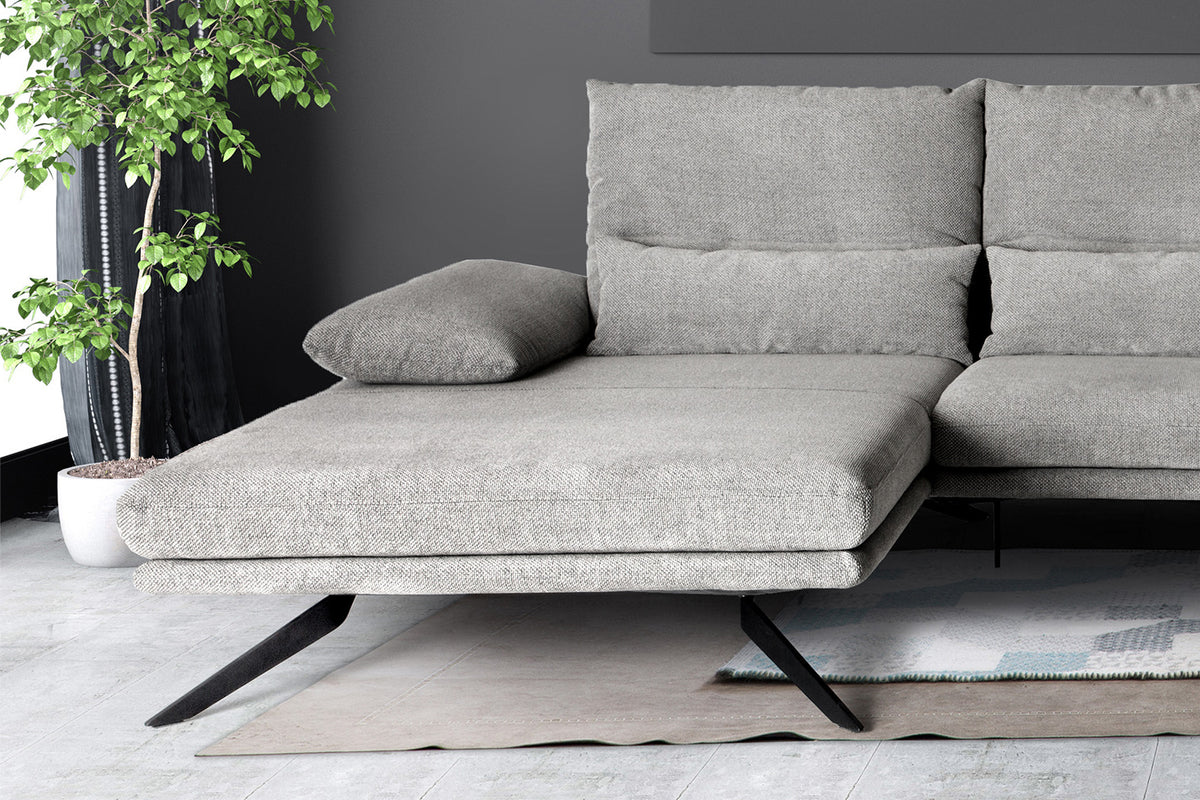 KAWOLA Sofa FENICE Ecksofa Stoff hellgrau