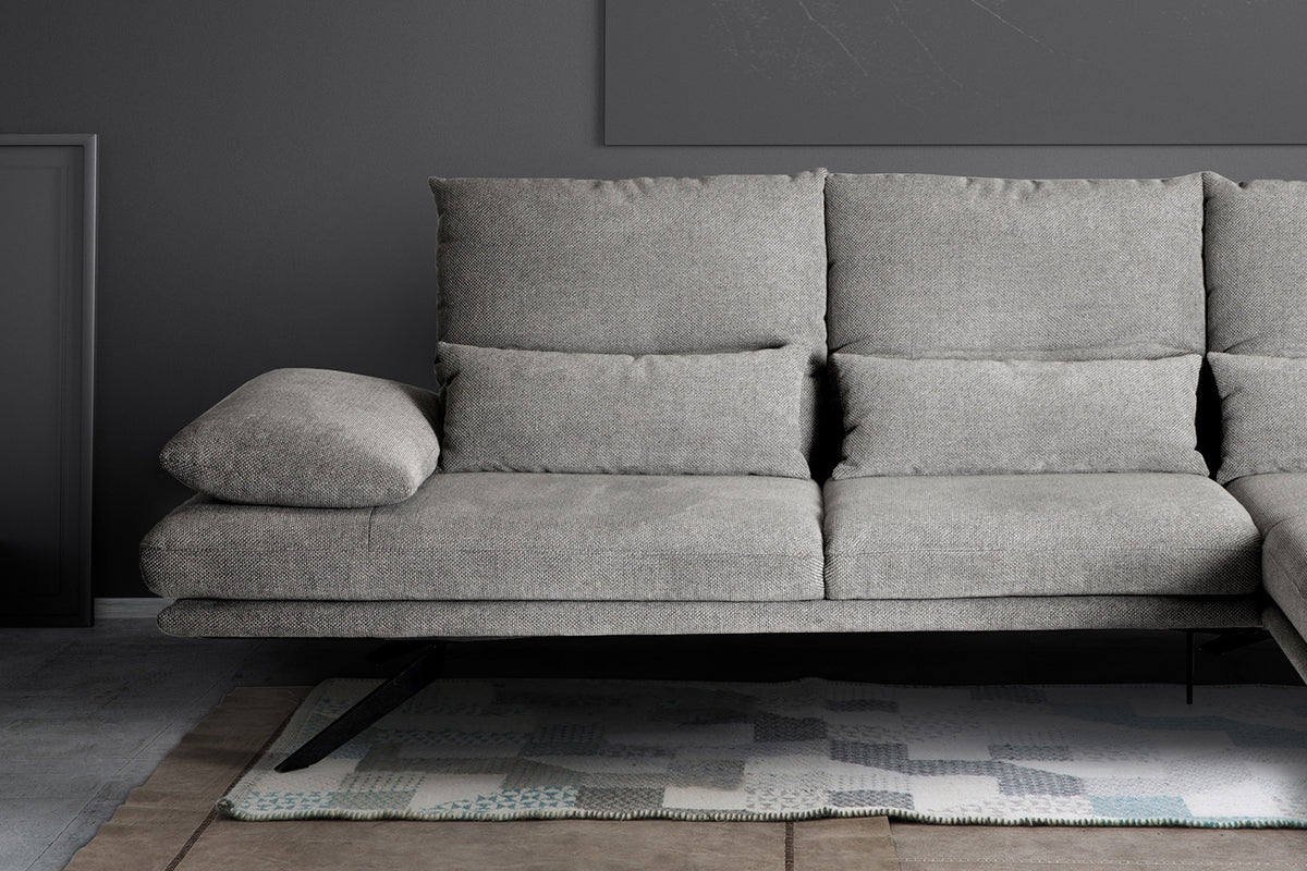 KAWOLA Sofa FENICE Ecksofa Stoff hellgrau