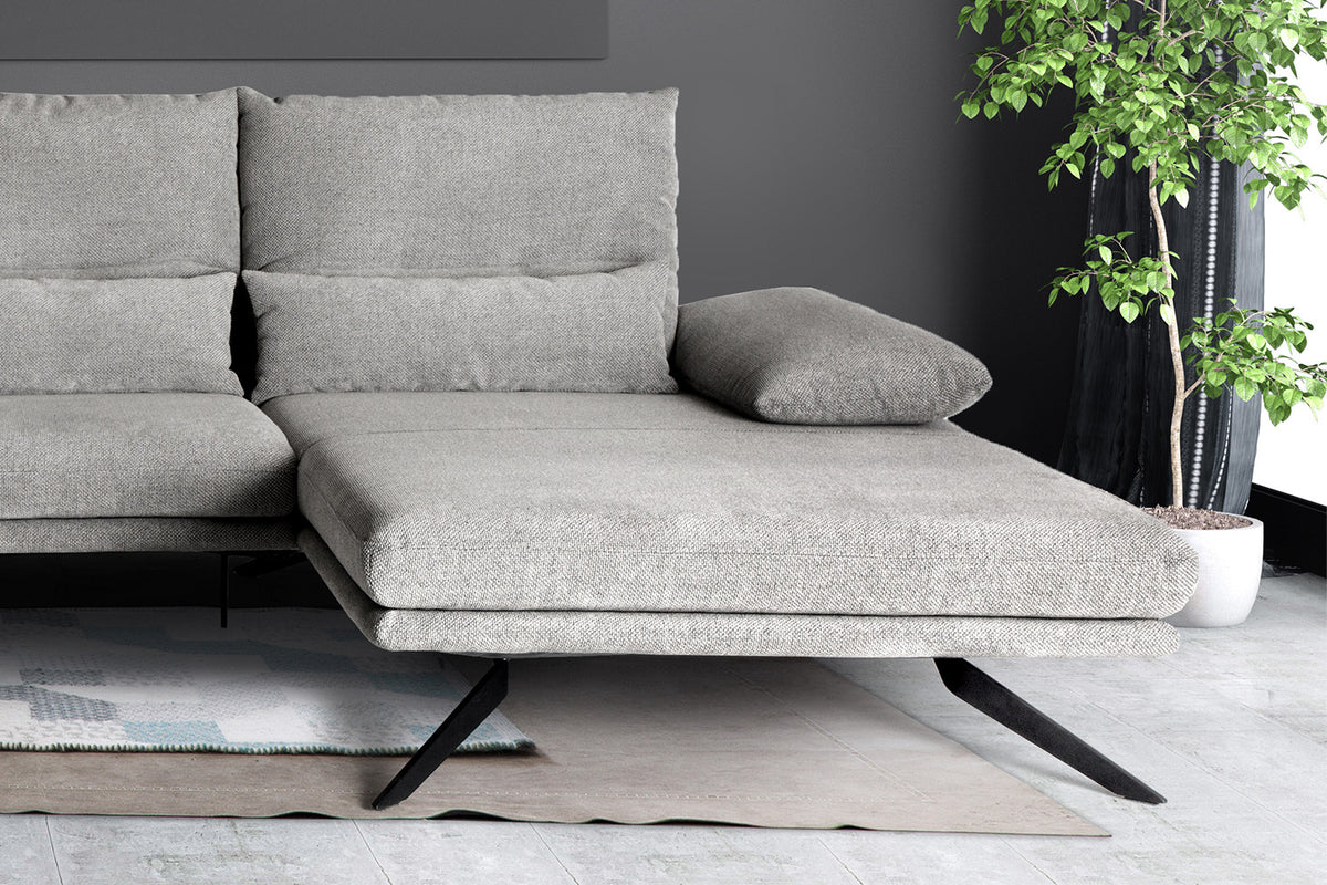 KAWOLA Sofa FENICE Ecksofa Stoff hellgrau