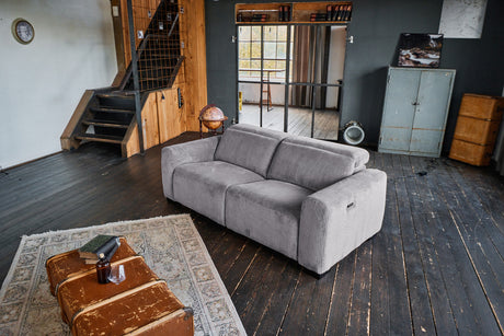 KAWOLA Sofa FINN 3-Sitzer mit Relaxfunktion Cord grau