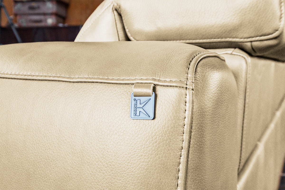 KAWOLA Sofa FINN 3-Sitzer mit Relaxfunktion Leder cremeweiß