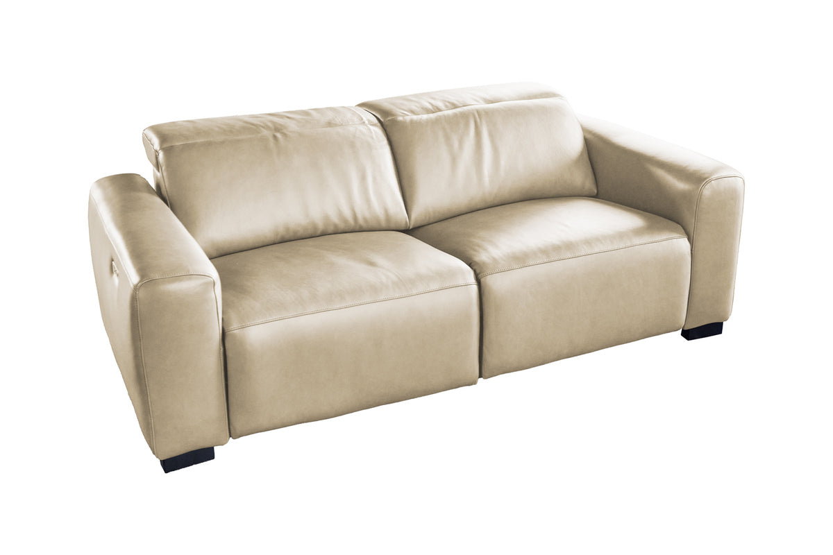 KAWOLA Sofa FINN 3-Sitzer mit Relaxfunktion Leder cremeweiß