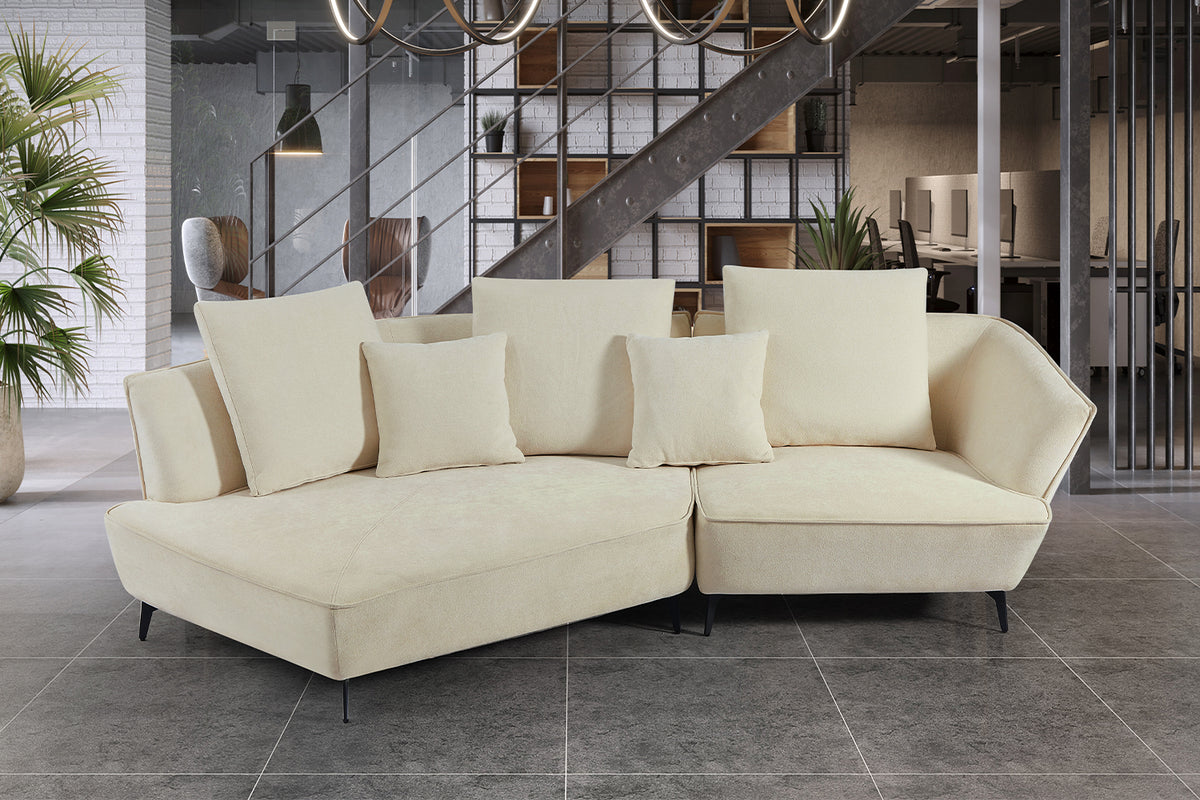 KAWOLA Sofa GARBO Designsofa Stoff cremeweiß, Links