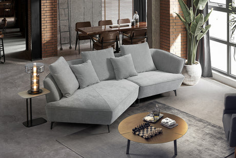 KAWOLA Sofa GARBO Designsofa Stoff grau, Links