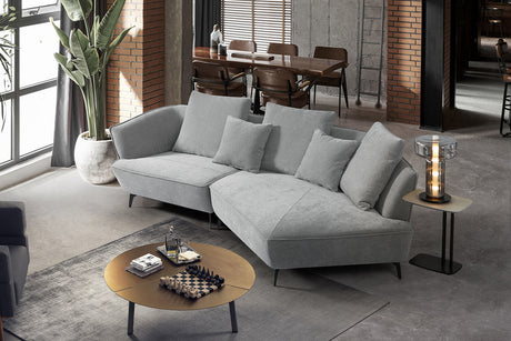 KAWOLA Sofa GARBO Designsofa Stoff grau, Rechts