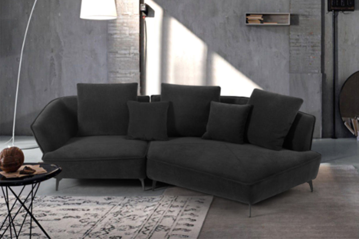 KAWOLA Sofa GARBO Designsofa Stoff schwarz
