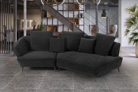 KAWOLA Sofa GARBO Designsofa Stoff schwarz, Rechts