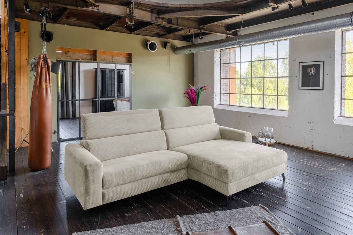 KAWOLA Sofa LAISKA Ecksofa Cord cremeweiß, Rechts