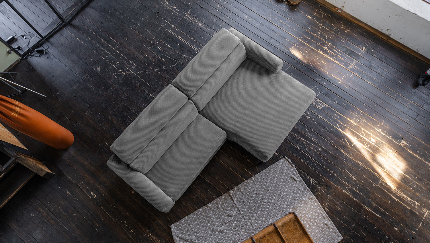 KAWOLA Sofa LAISKA Ecksofa Cord grau