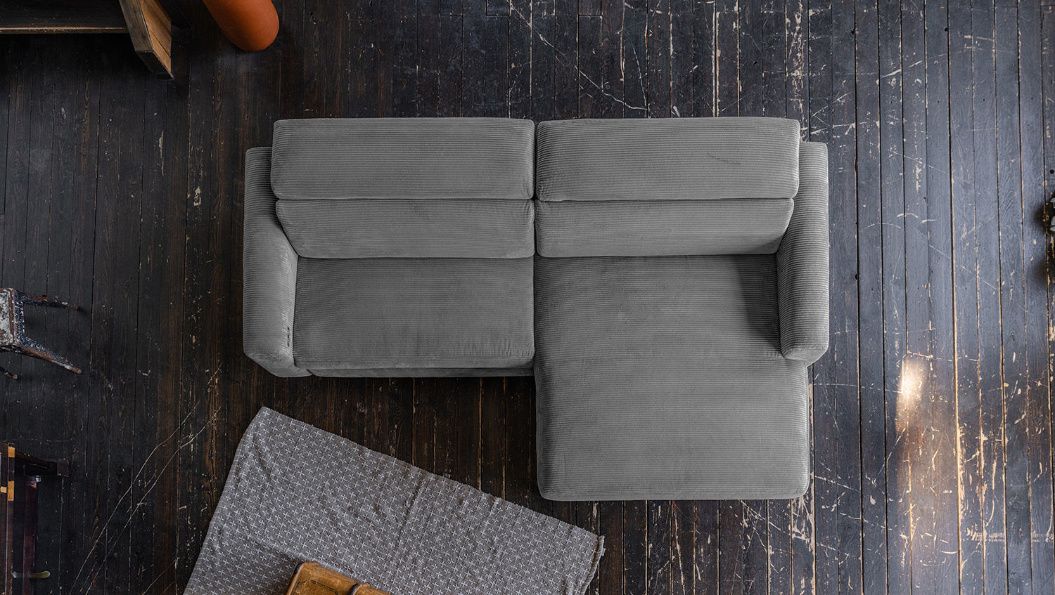 KAWOLA Sofa LAISKA Ecksofa Cord grau