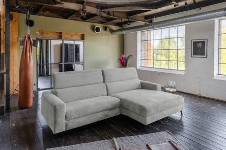 KAWOLA Sofa LAISKA Ecksofa Cord hellgrau, Rechts