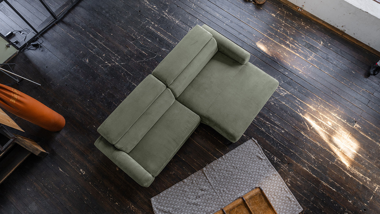 KAWOLA Sofa LAISKA Ecksofa Cord olivgrün