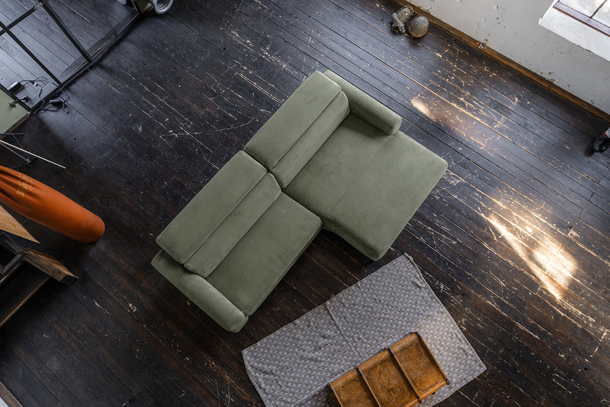 KAWOLA Sofa LAISKA Ecksofa Cord olivgrün