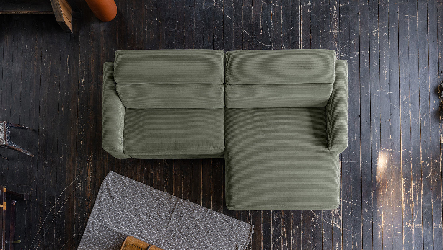 KAWOLA Sofa LAISKA Ecksofa Cord olivgrün