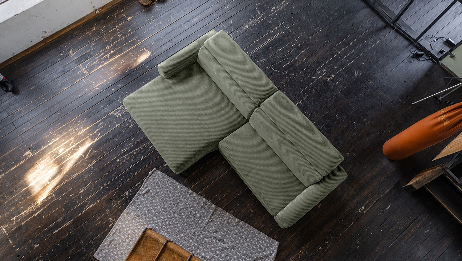 KAWOLA Sofa LAISKA Ecksofa Cord olivgrün