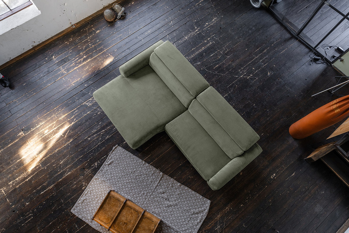 KAWOLA Sofa LAISKA Ecksofa Cord olivgrün