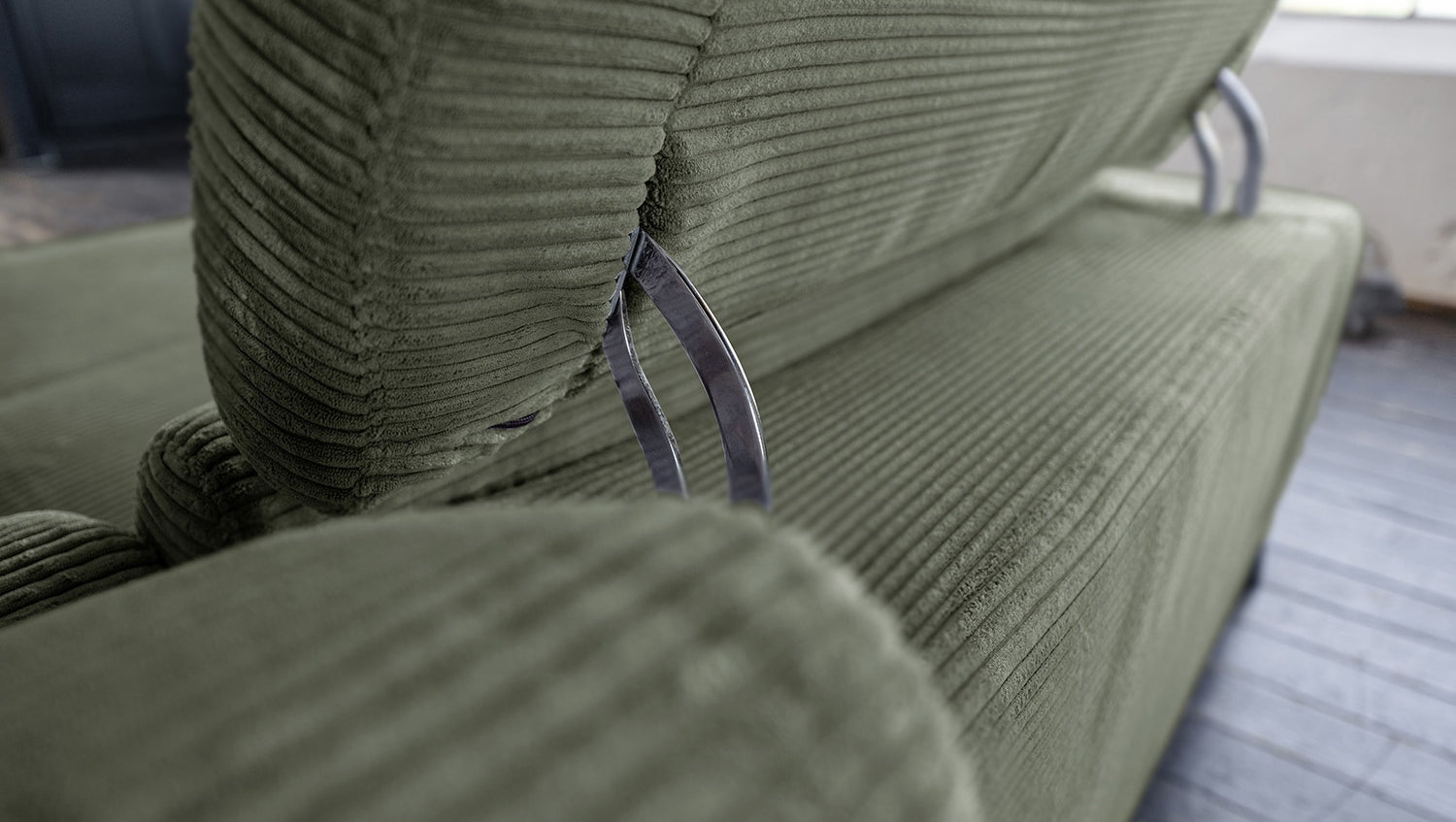 KAWOLA Sofa LAISKA Ecksofa Cord olivgrün