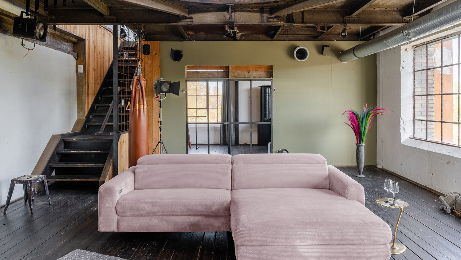 KAWOLA Sofa LAISKA Ecksofa Cord rosa