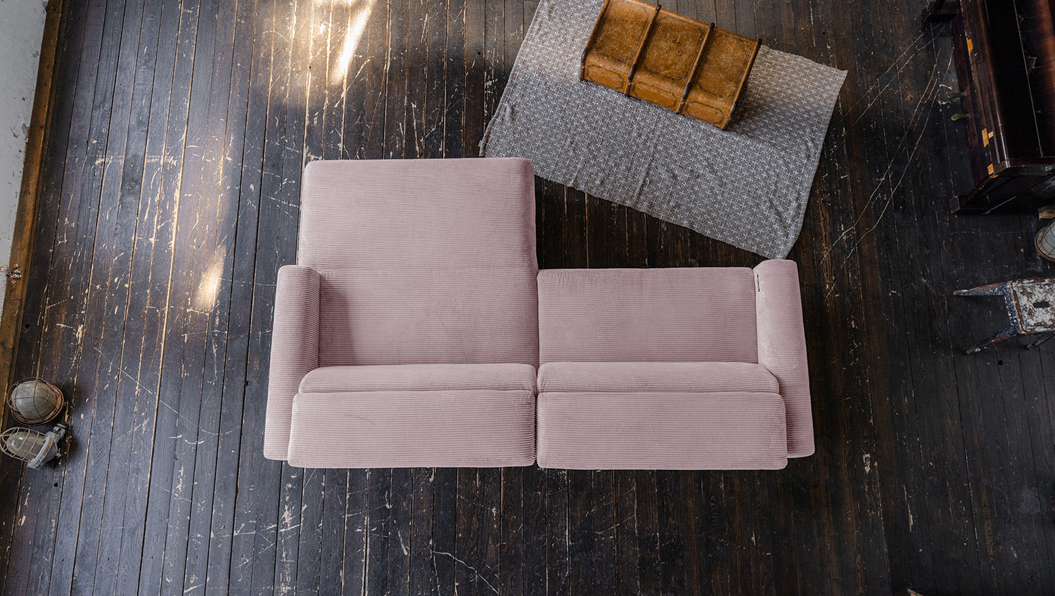 KAWOLA Sofa LAISKA Ecksofa Cord rosa