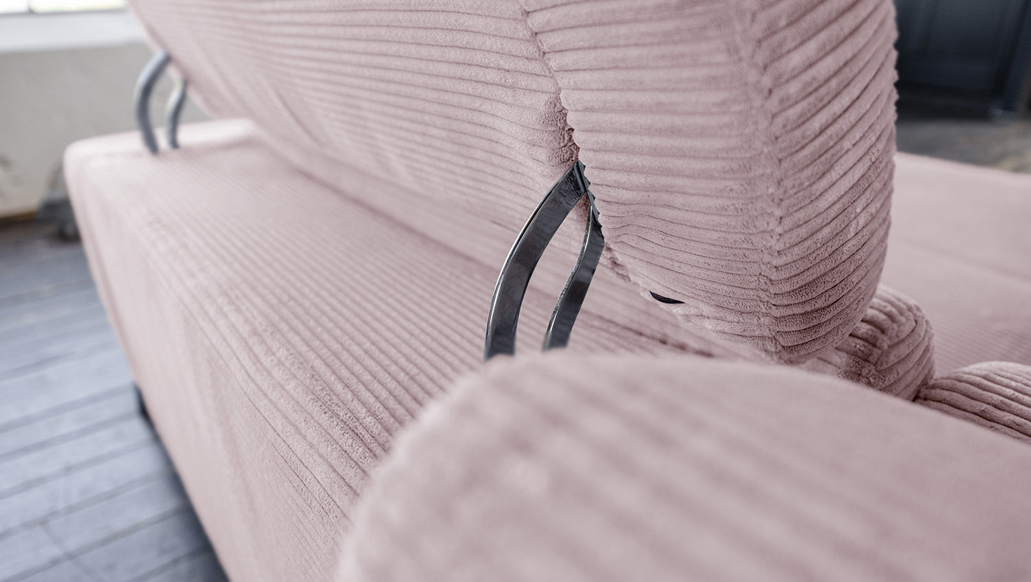 KAWOLA Sofa LAISKA Ecksofa Cord rosa