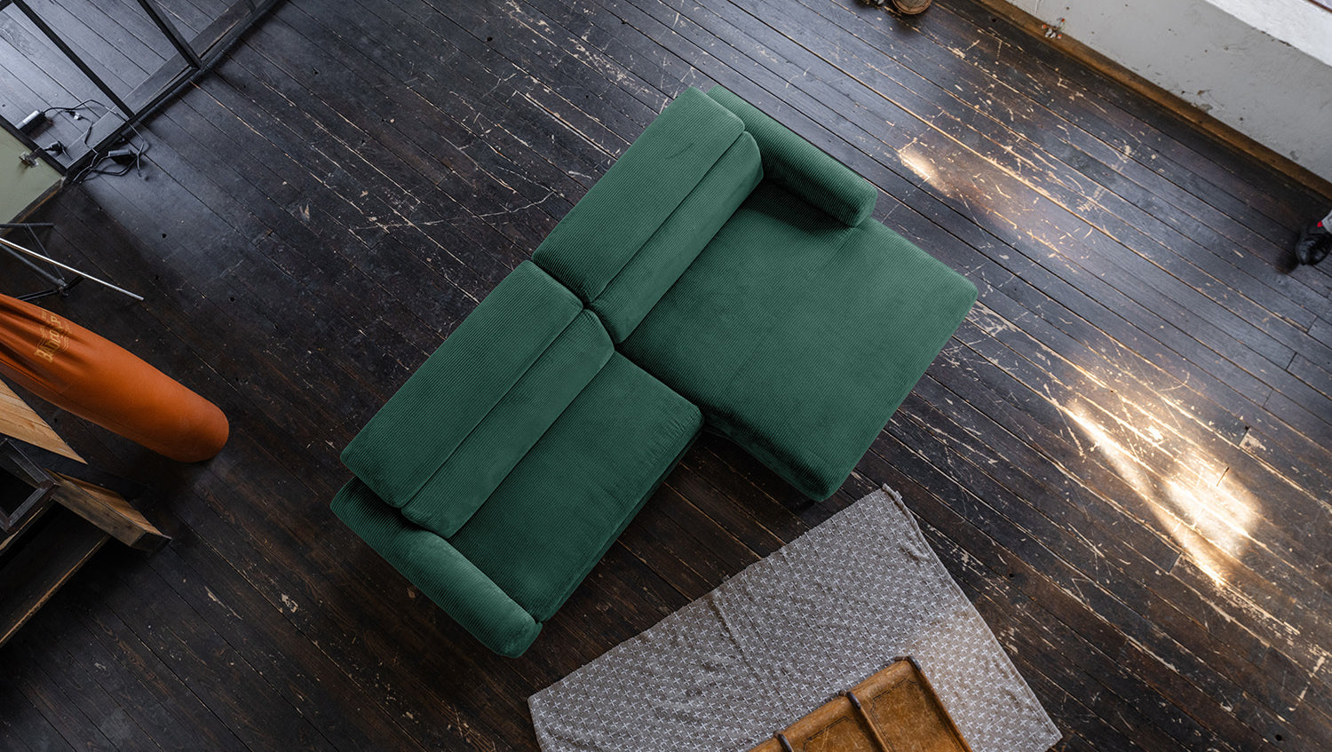 KAWOLA Sofa LAISKA Ecksofa Cord smaragd