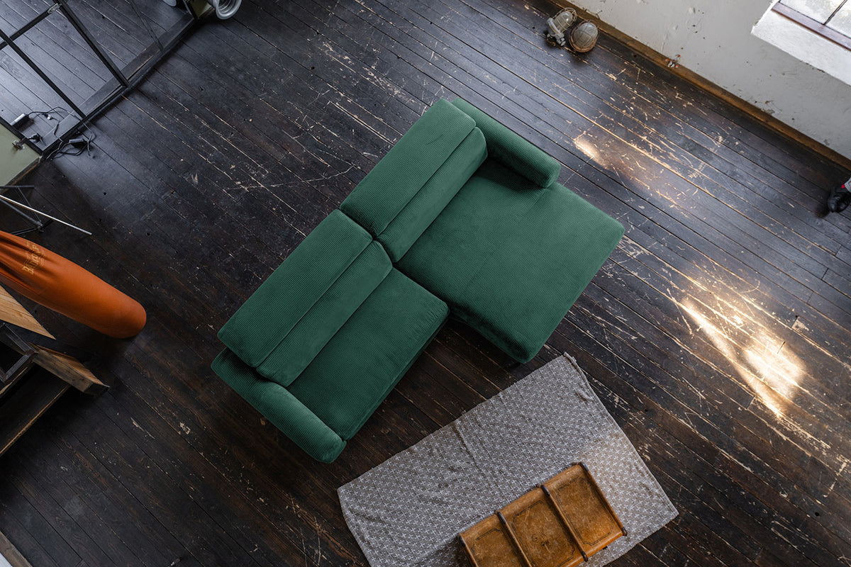 KAWOLA Sofa LAISKA Ecksofa Cord smaragd