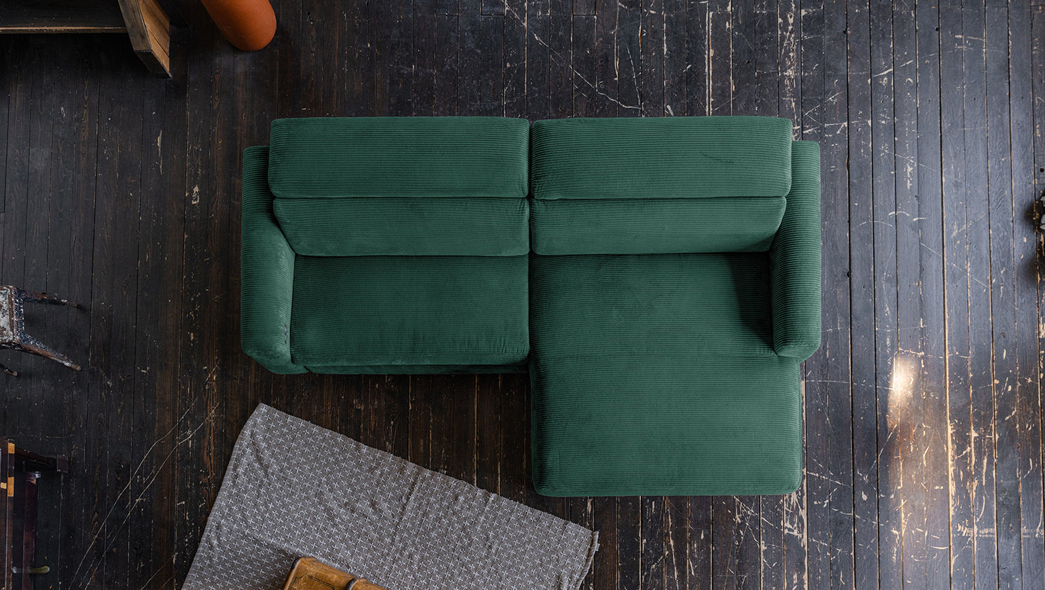 KAWOLA Sofa LAISKA Ecksofa Cord smaragd