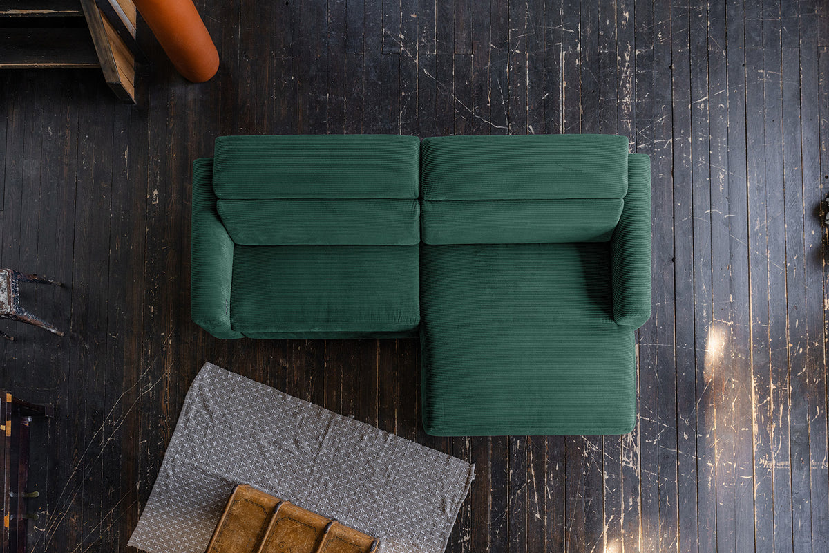 KAWOLA Sofa LAISKA Ecksofa Cord smaragd