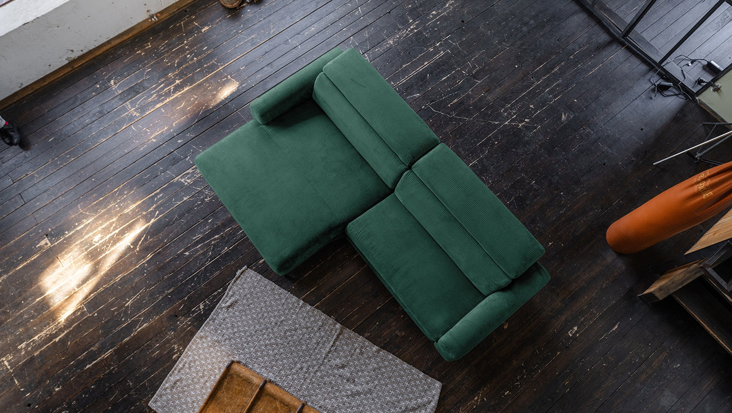 KAWOLA Sofa LAISKA Ecksofa Cord smaragd
