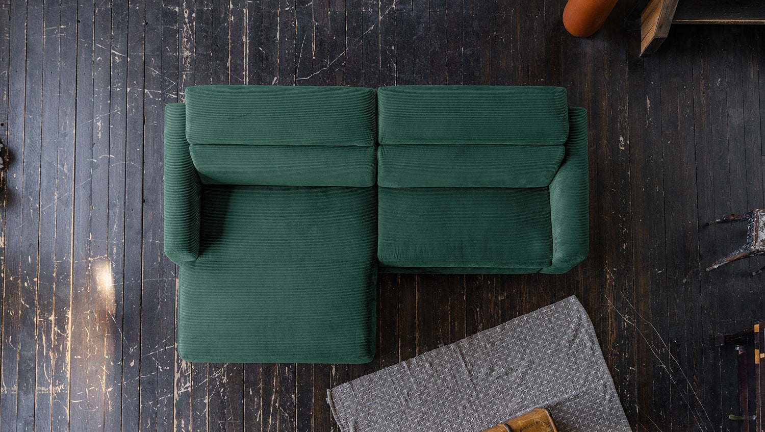KAWOLA Sofa LAISKA Ecksofa Cord smaragd