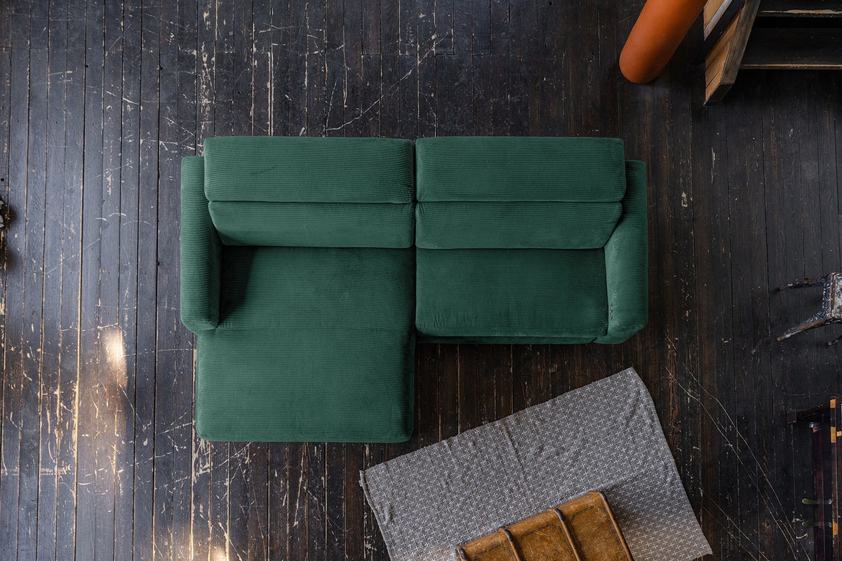 KAWOLA Sofa LAISKA Ecksofa Cord smaragd