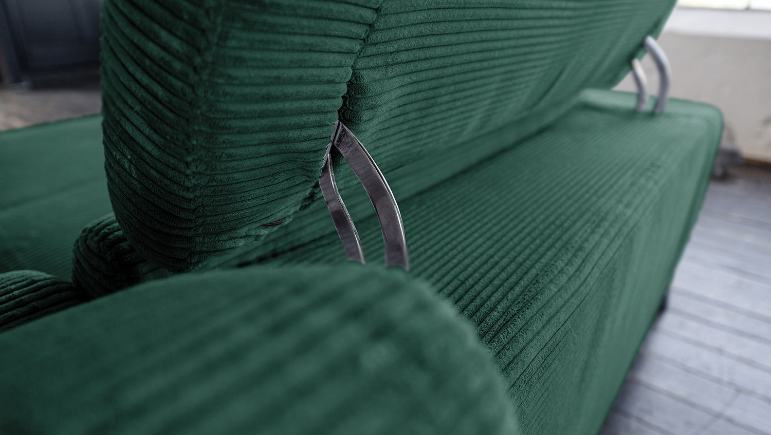 KAWOLA Sofa LAISKA Ecksofa Cord smaragd