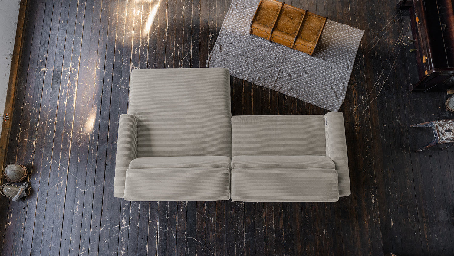 KAWOLA Sofa LAISKA Ecksofa Cord steingrau