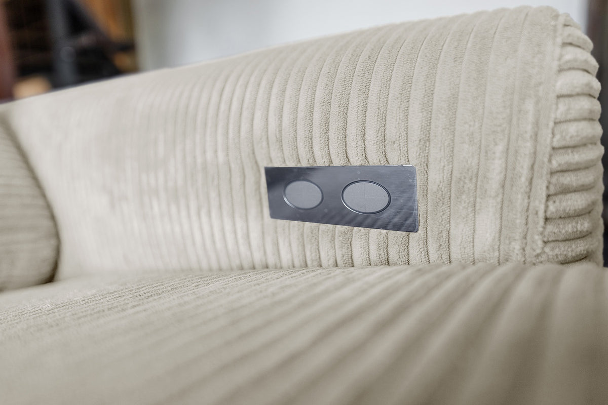 KAWOLA Sofa LAISKA Ecksofa Relaxfunktion teilmotorisch Cord cremeweiß