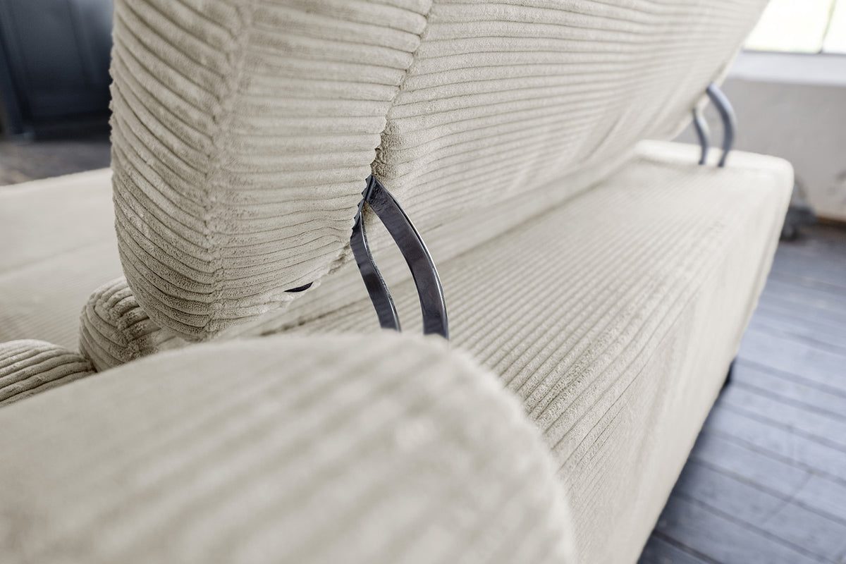 KAWOLA Sofa LAISKA Ecksofa Relaxfunktion teilmotorisch Cord cremeweiß