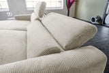 KAWOLA Sofa LAISKA Ecksofa Relaxfunktion teilmotorisch Cord cremeweiß