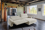 KAWOLA Sofa LAISKA Ecksofa Relaxfunktion teilmotorisch Cord cremeweiß