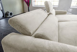 KAWOLA Sofa LAISKA Ecksofa Relaxfunktion teilmotorisch Cord cremeweiß